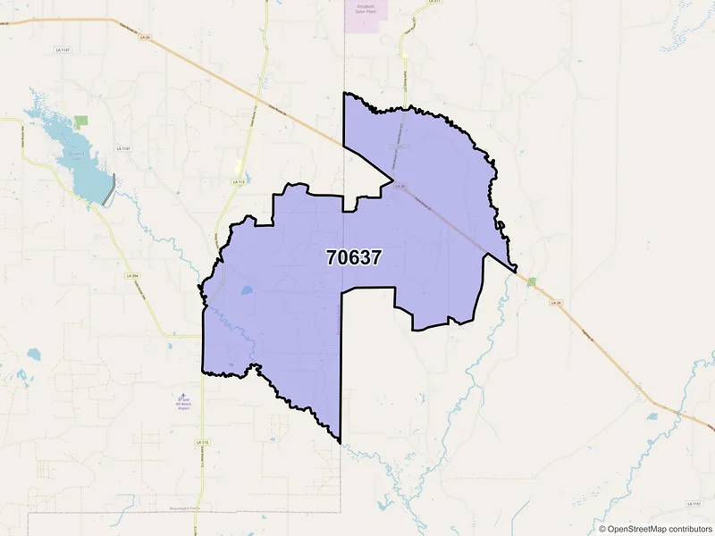 Map of ZIP Code 70637 — Dry Creek, LA