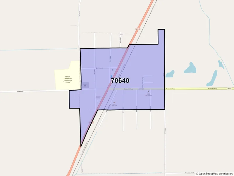 Map of Fenton, Louisiana and ZIP codes