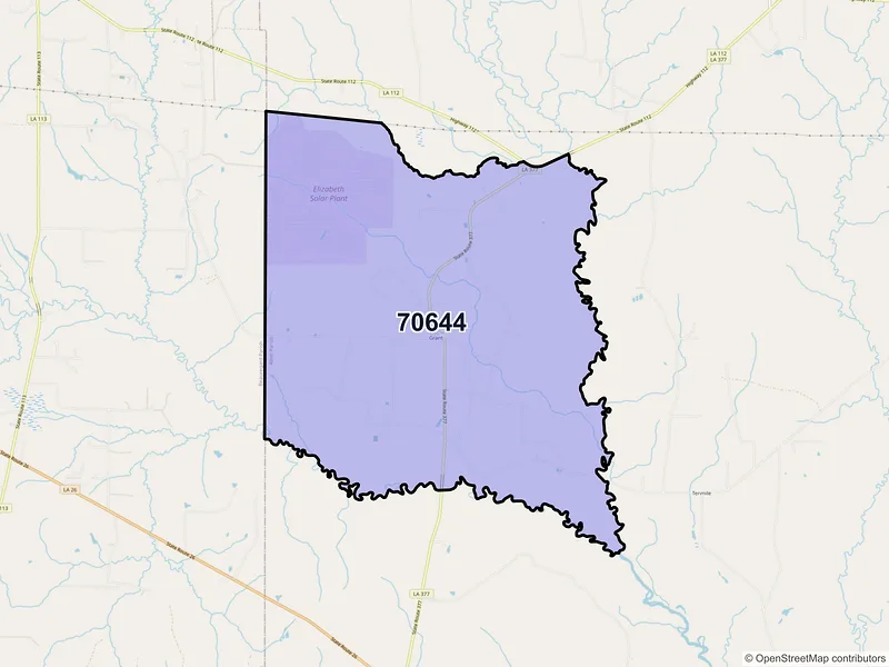 Map of Grant, Louisiana and ZIP codes