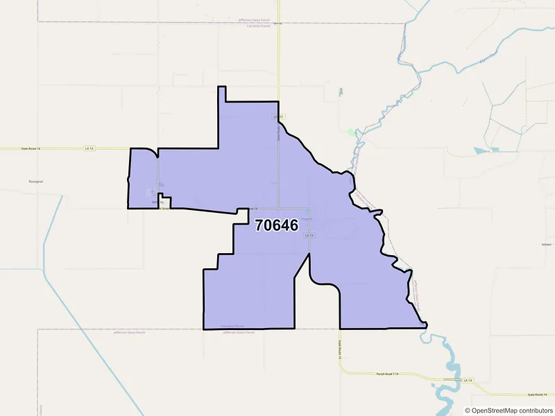 Map of Hayes, Louisiana and ZIP codes