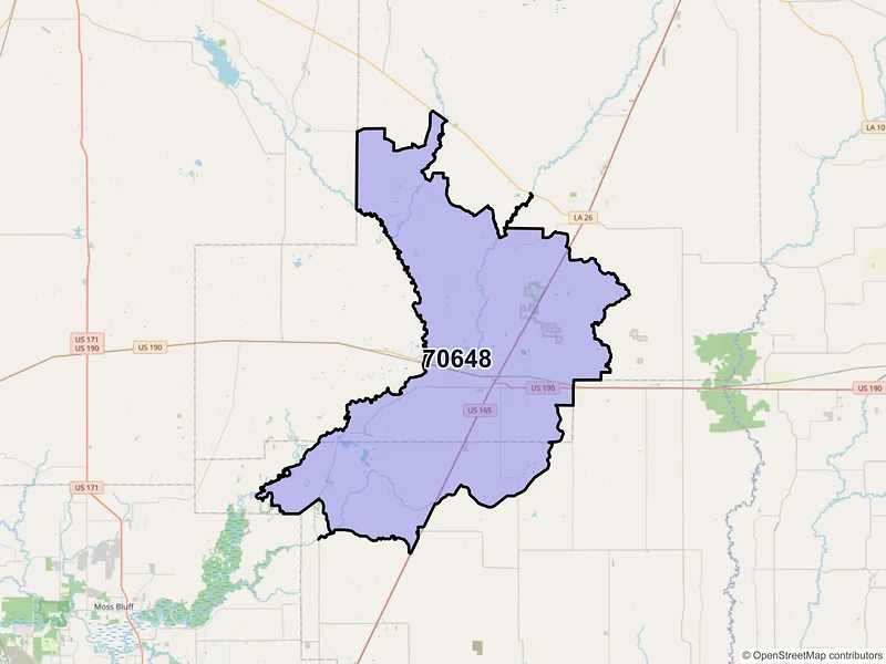 Map of ZIP Code 70648 — Kinder, LA