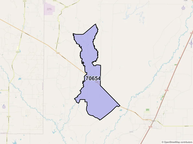 Map of Mittie, Louisiana and ZIP codes