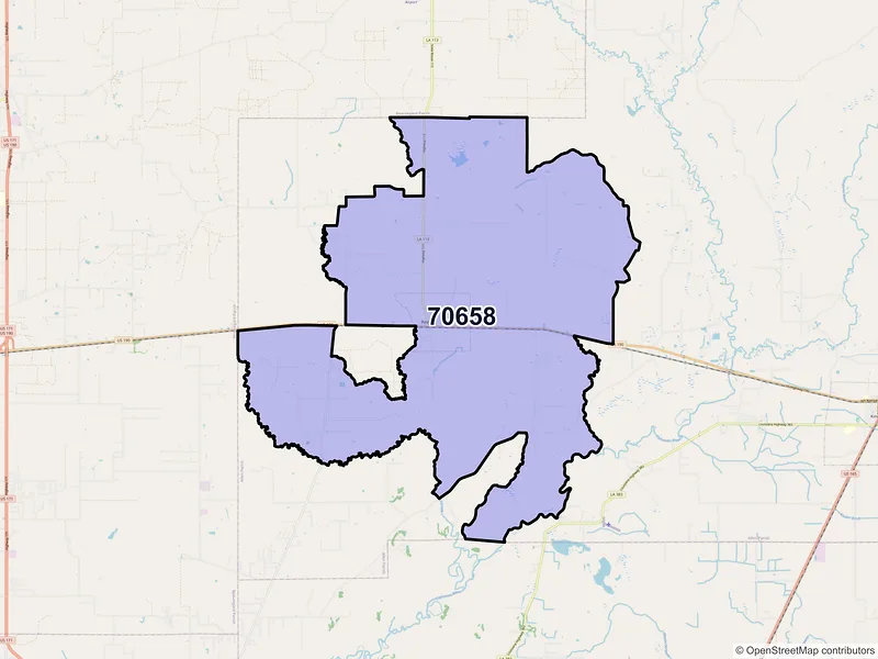 Map of Reeves, Louisiana and ZIP codes