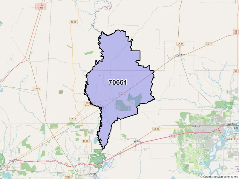 Map of ZIP Code 70661 — Starks, LA