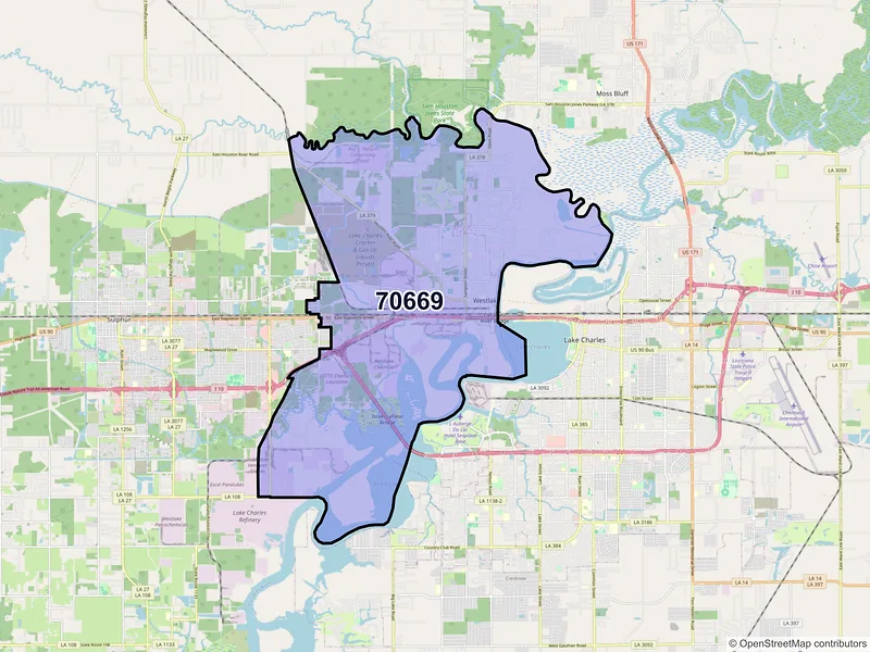 Map of ZIP Code 70669 — Westlake, LA
