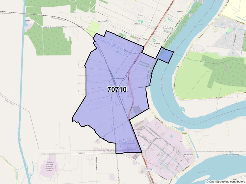 Map of ZIP Code 70710 — Addis, LA