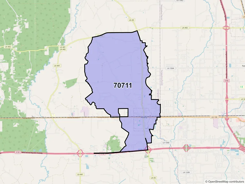 Map of ZIP Code 70711 — Albany, LA