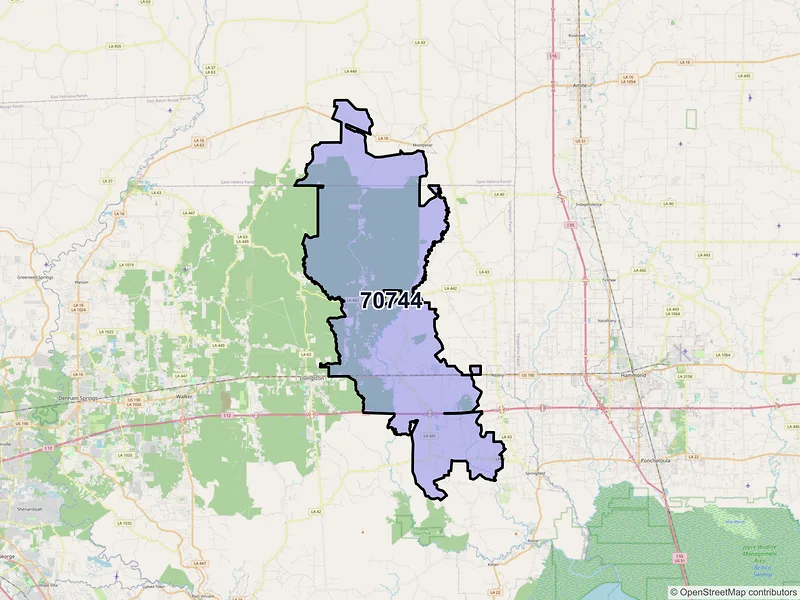 Map of ZIP Code 70744 — Holden, LA