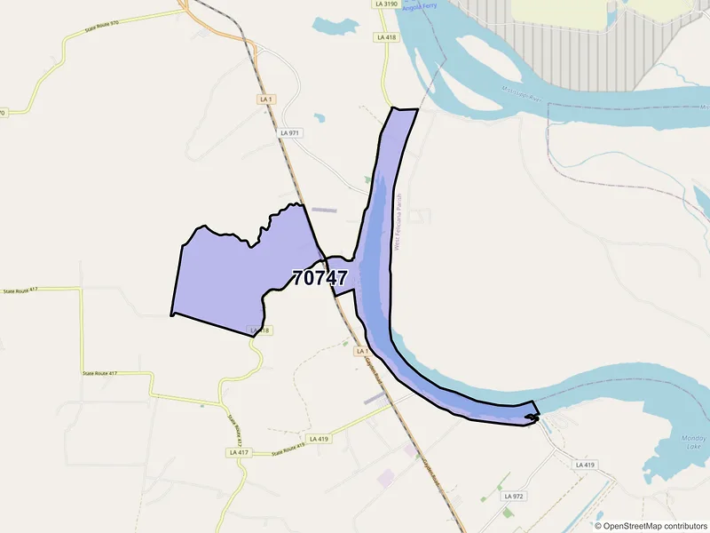 Map of Innis, Louisiana and ZIP codes