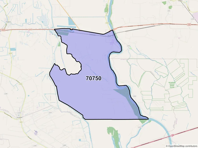 Map of Krotz Springs, Louisiana and ZIP codes