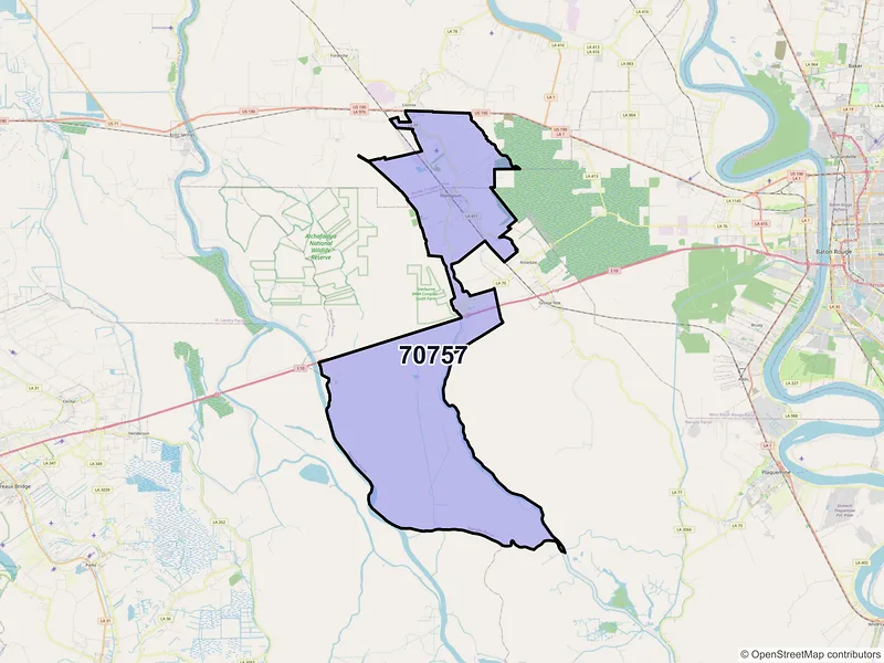 Map of ZIP Code 70757 — Maringouin, LA