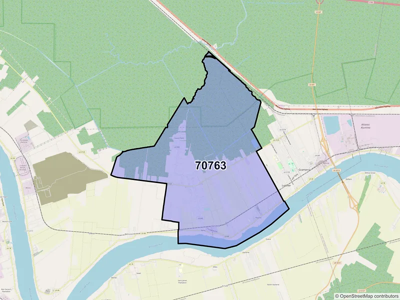 Map of ZIP Code 70763 — Paulina, LA