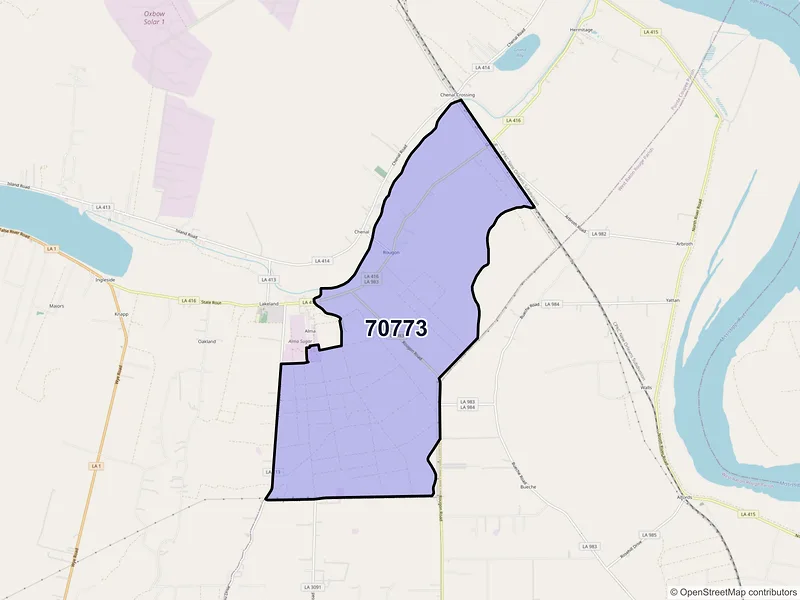 Map of ZIP Code 70773 — Rougon, LA