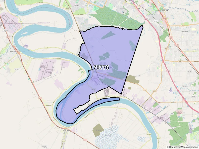 Map of ZIP Code 70776 — Saint Gabriel, LA