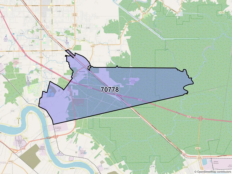 Map of ZIP Code 70778 — Sorrento, LA
