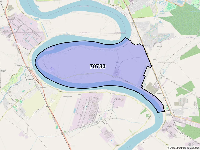 Map of ZIP Code 70780 — Sunshine, LA