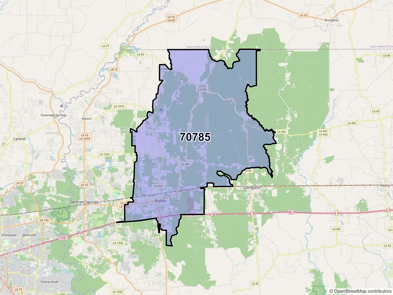 Map of Walker, Louisiana and ZIP codes