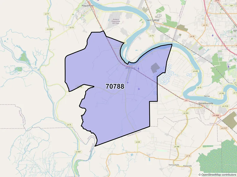 Map of White Castle, Louisiana and ZIP codes