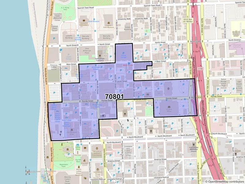 Map of ZIP Code 70801 — Baton Rouge, LA
