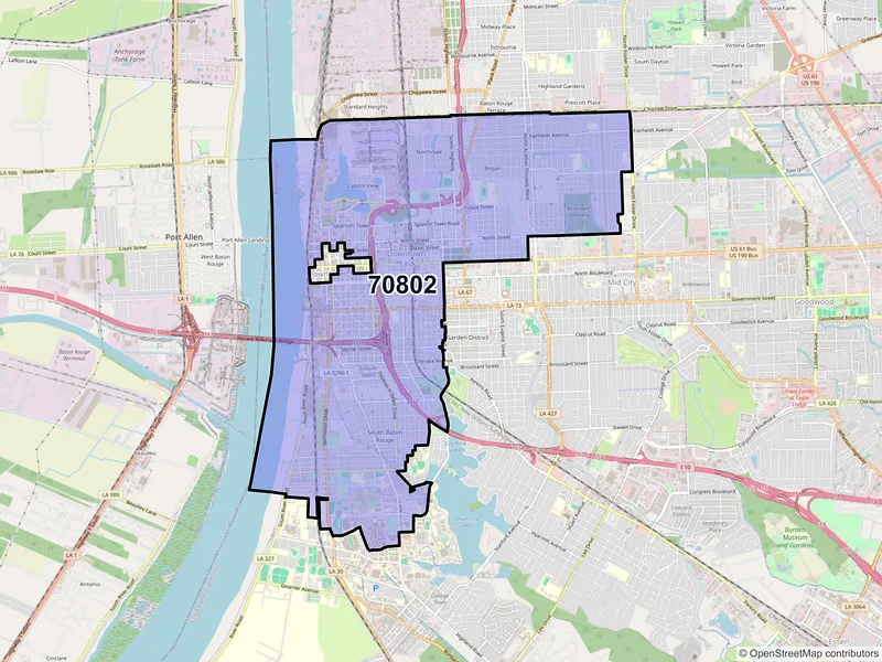 Map of ZIP Code 70802 — Baton Rouge, LA
