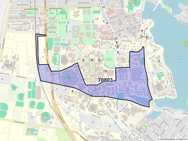 Map of ZIP Code 70803 — Baton Rouge, LA