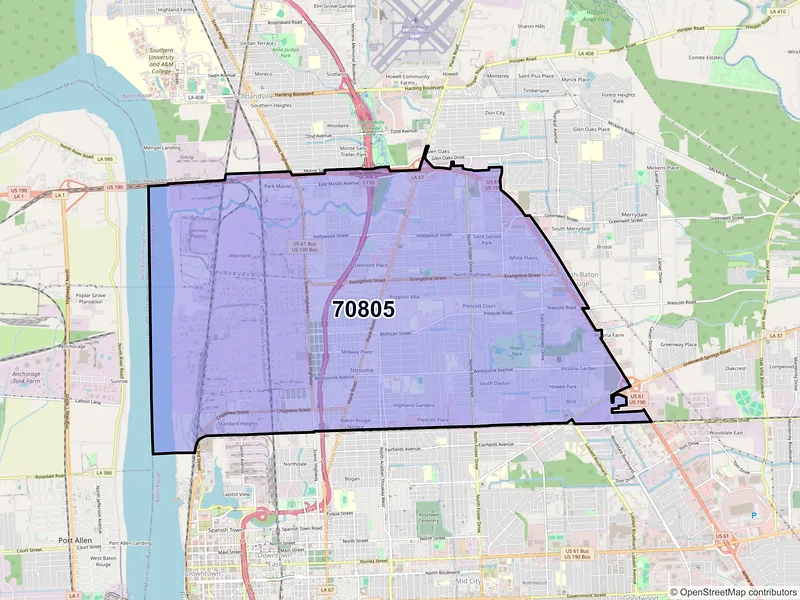 Map of ZIP Code 70805 — Baton Rouge, LA