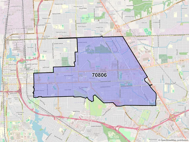 Map of ZIP Code 70806 — Baton Rouge, LA