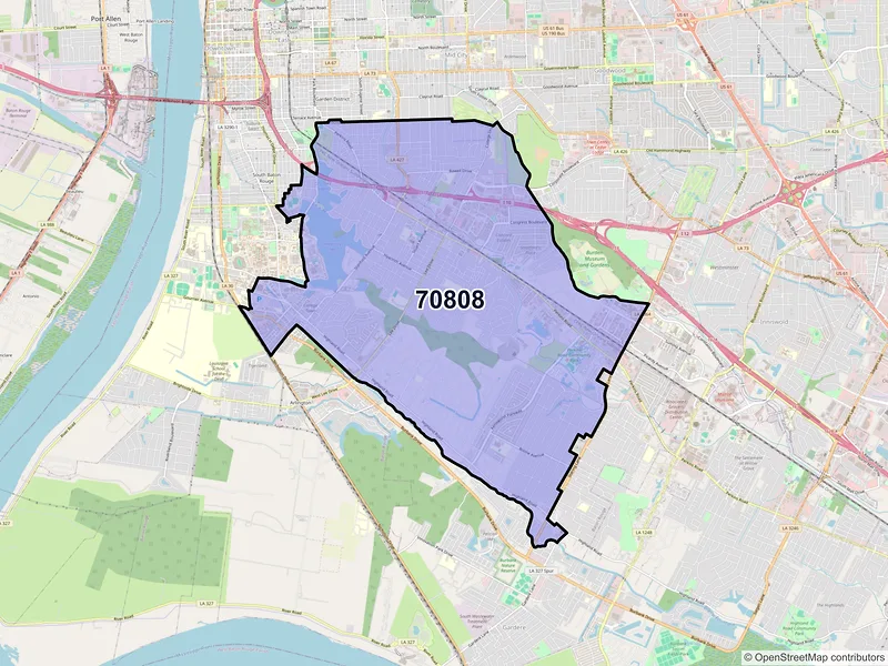 Map of ZIP Code 70808 — Baton Rouge, LA