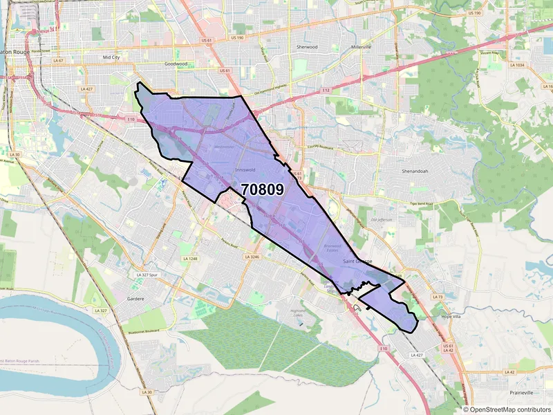 Map of ZIP Code 70809 — Baton Rouge, LA