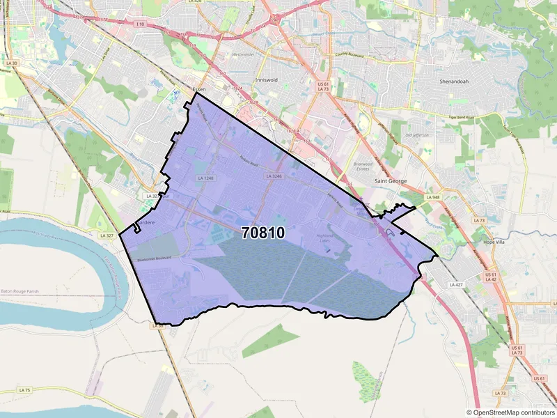 Map of ZIP Code 70810 — Baton Rouge, LA
