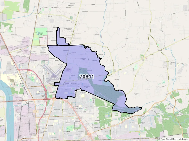 Map of ZIP Code 70811 — Baton Rouge, LA