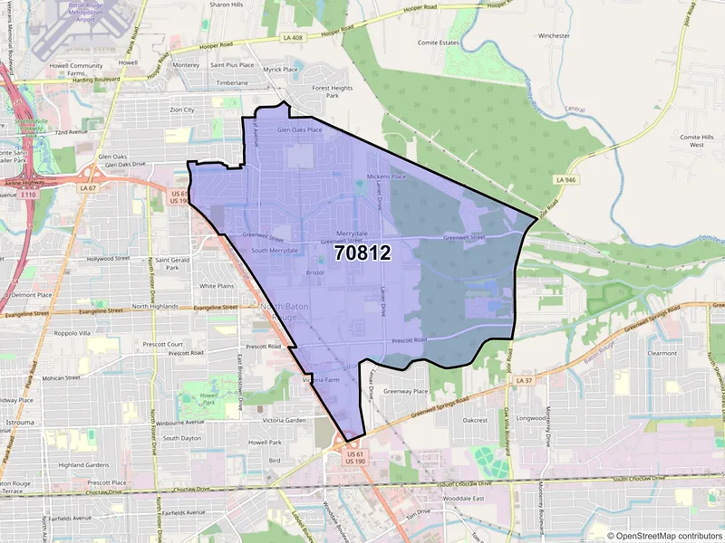 Map of ZIP Code 70812 — Baton Rouge, LA
