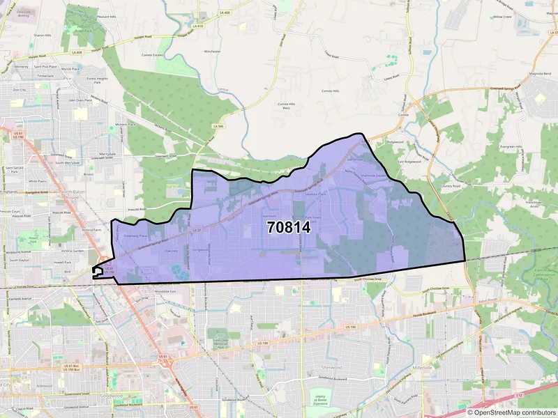 Map of ZIP Code 70814 — Baton Rouge, LA
