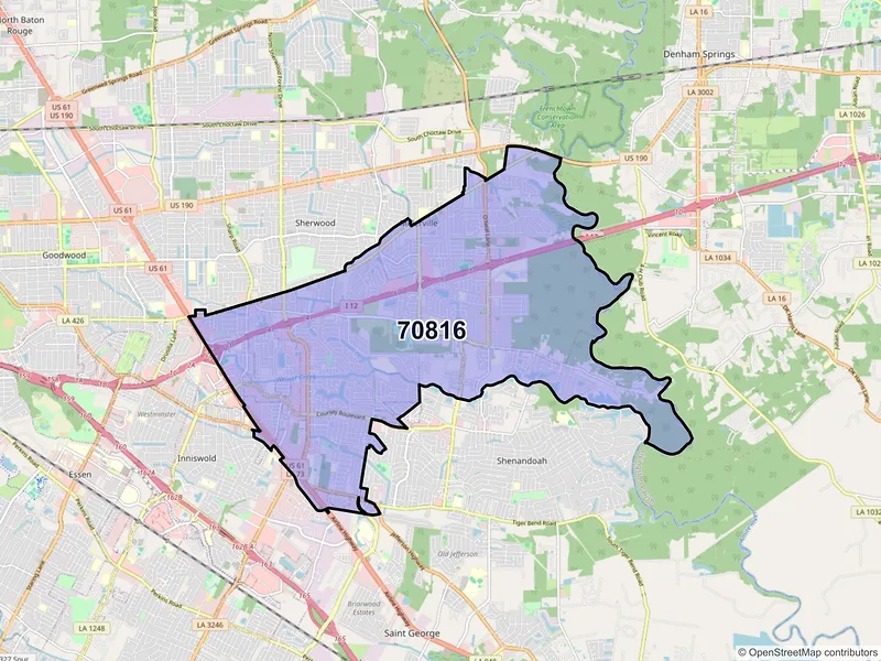 Map of ZIP Code 70816 — Baton Rouge, LA