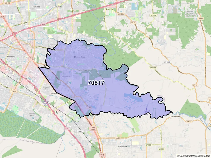 Map of ZIP Code 70817 — Baton Rouge, LA