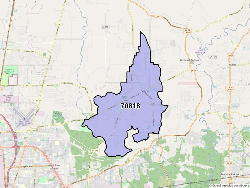 Map of ZIP Code 70818 — Baton Rouge, LA