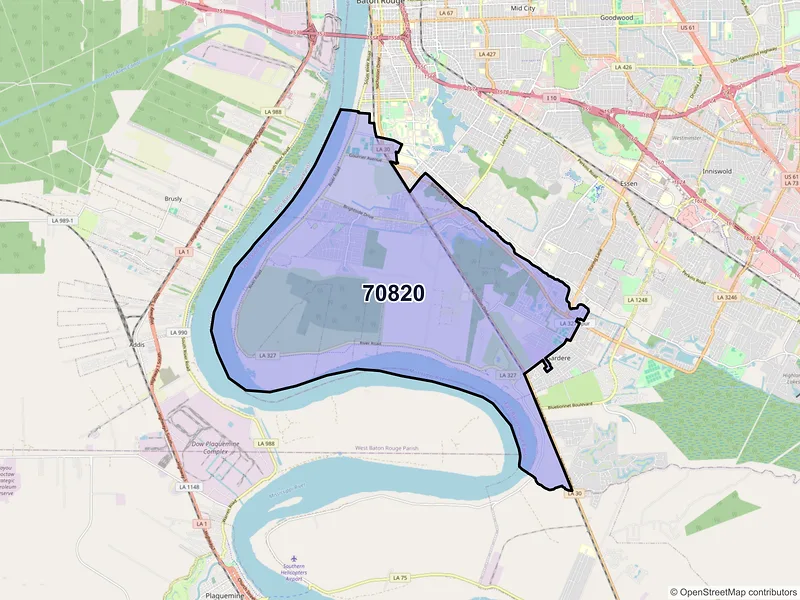 Map of ZIP Code 70820 — Baton Rouge, LA
