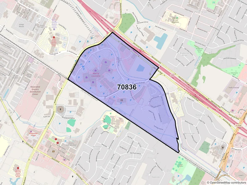 Map of ZIP Code 70836 — Baton Rouge, LA