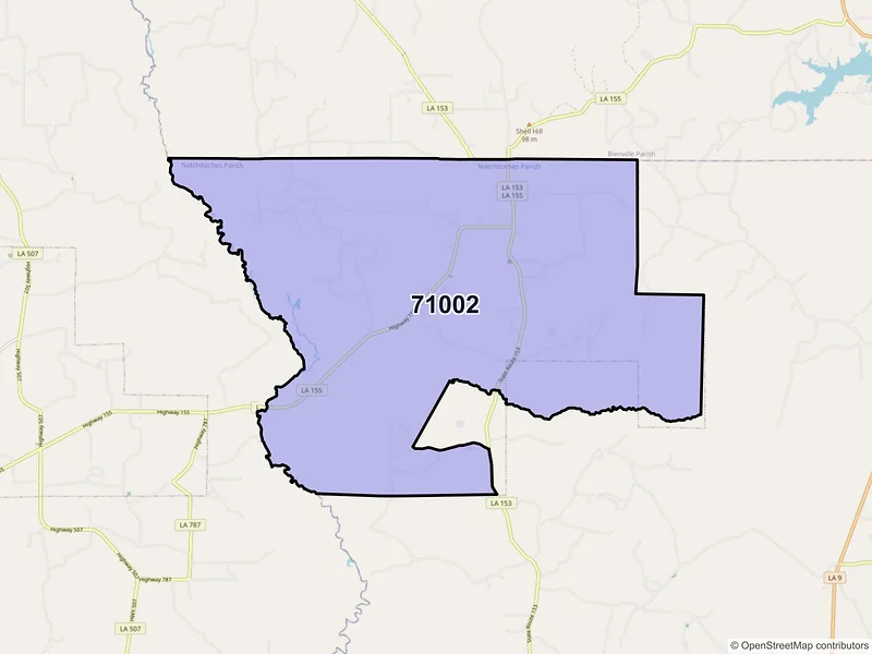 Map of ZIP Code 71002 — Ashland, LA