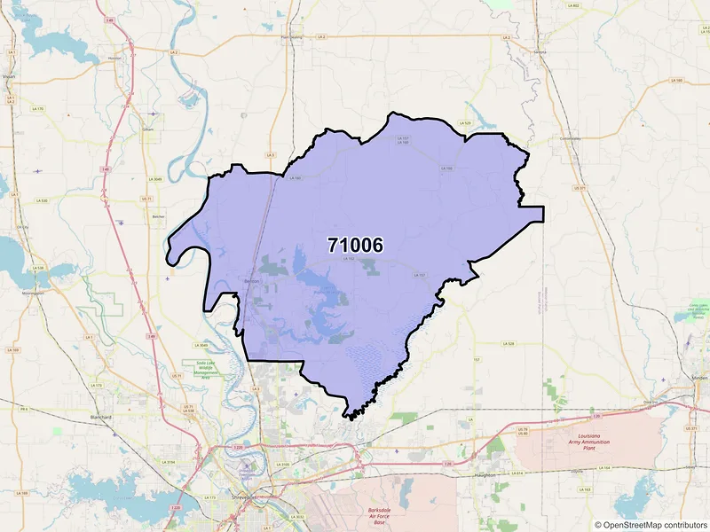Map of Benton, Louisiana and ZIP codes