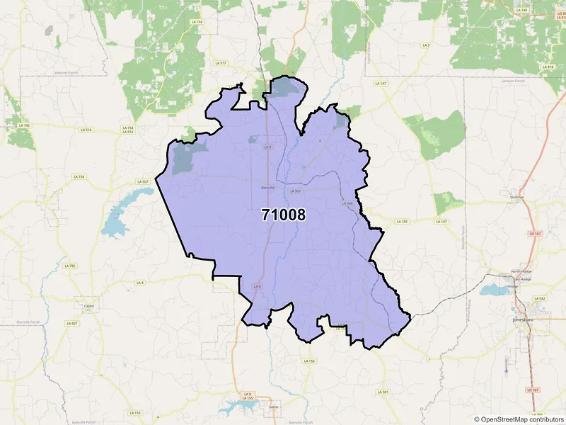 Map of Bienville, Louisiana and ZIP codes