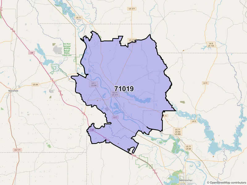 Map of ZIP Code 71019 — Coushatta, LA