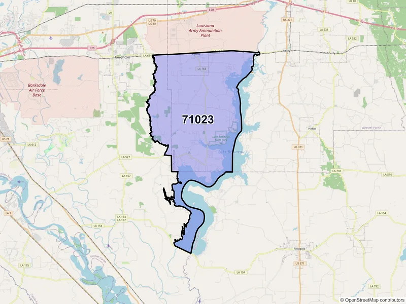 Map of Doyline, Louisiana and ZIP codes