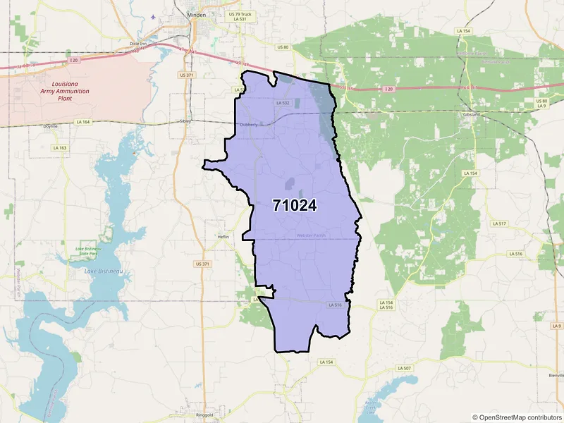 Map of ZIP Code 71024 — Dubberly, LA