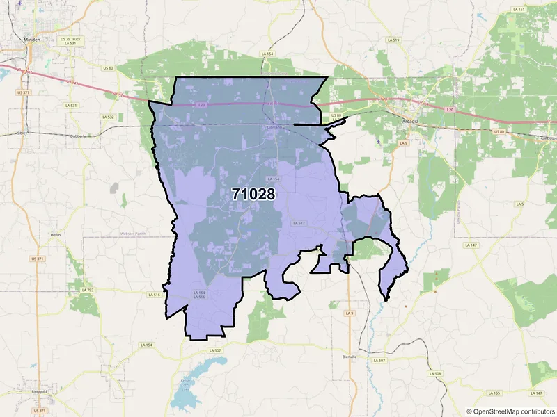 Map of ZIP Code 71028 — Gibsland, LA