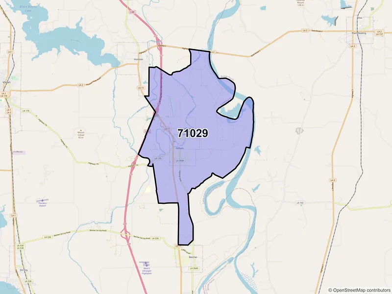 Map of ZIP Code 71029 — Gilliam, LA