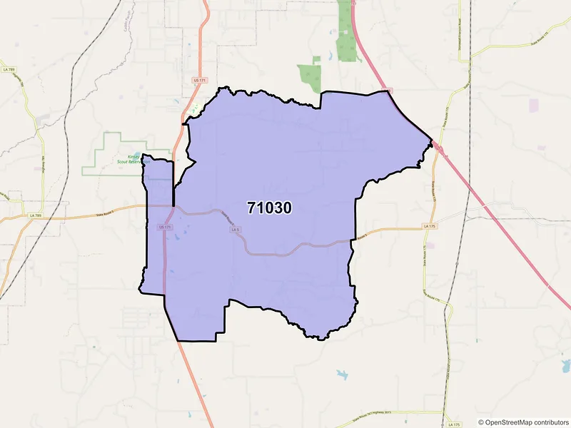 Map of ZIP Code 71030 — Gloster, LA
