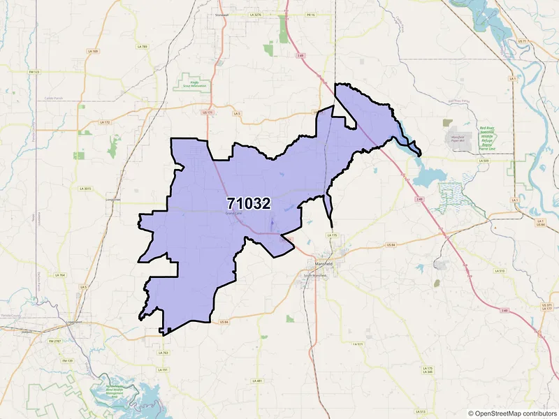 Map of ZIP Code 71032 — Grand Cane, LA