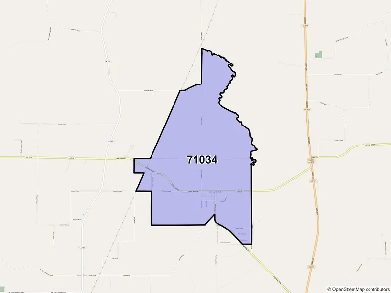 Map of ZIP Code 71034 — Hall Summit, LA