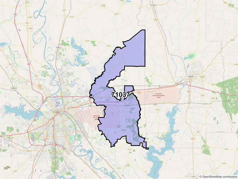 Map of ZIP Code 71037 — Haughton, LA